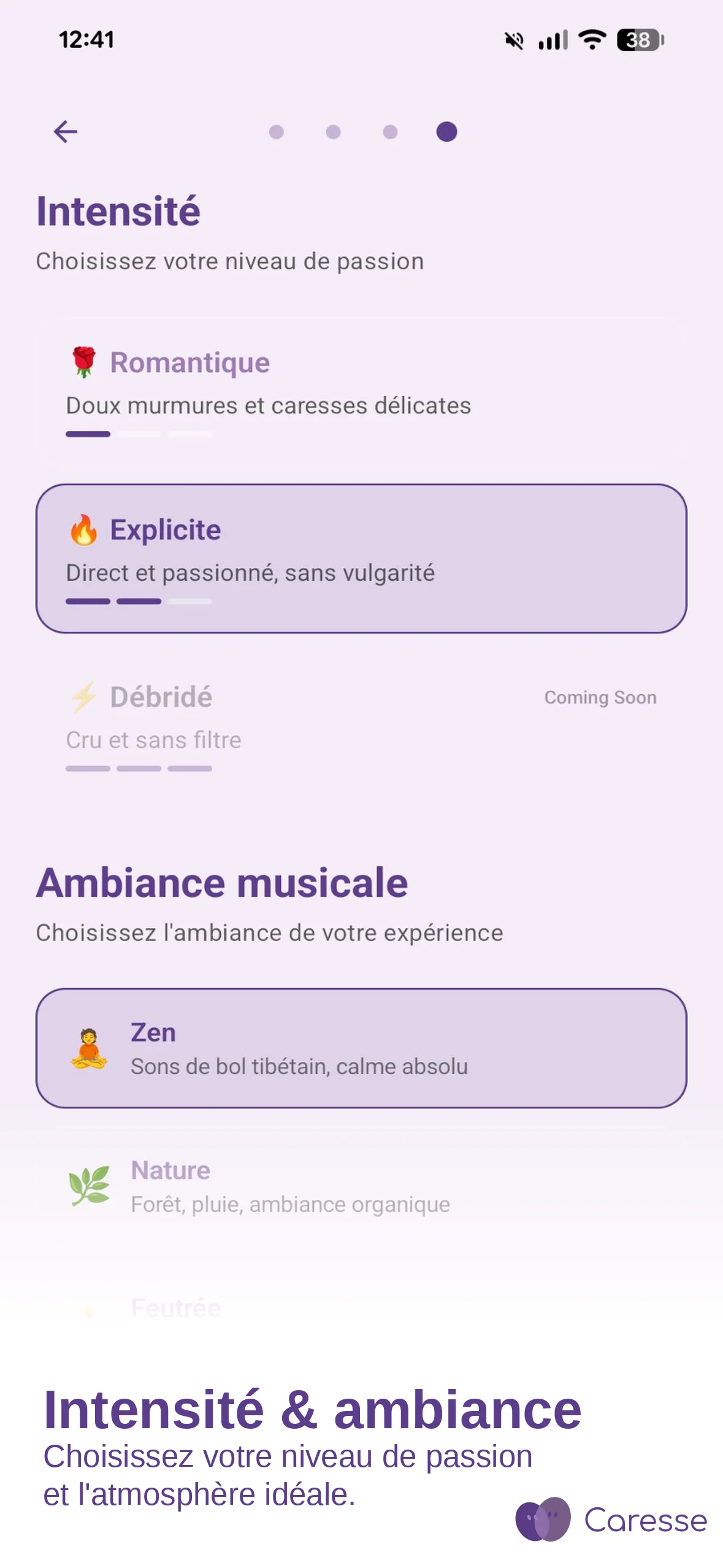 Caresse — intensité et ambiance